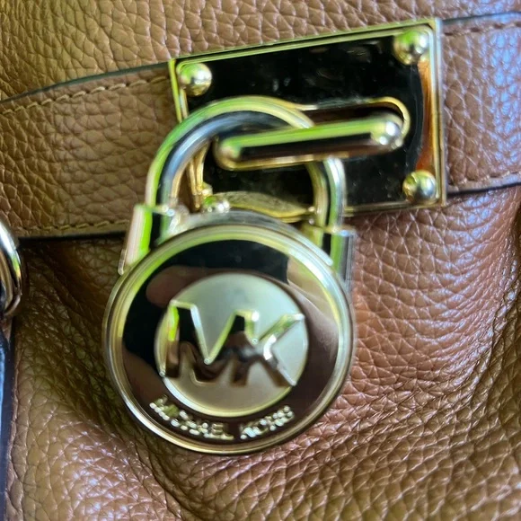MICHAEL KORS Brown Leather Hamilton Large Satchel Tote Handbag